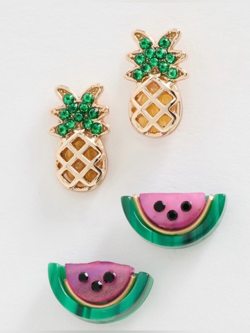 BaubleBar Pineapple and Watermelon Earrings Set